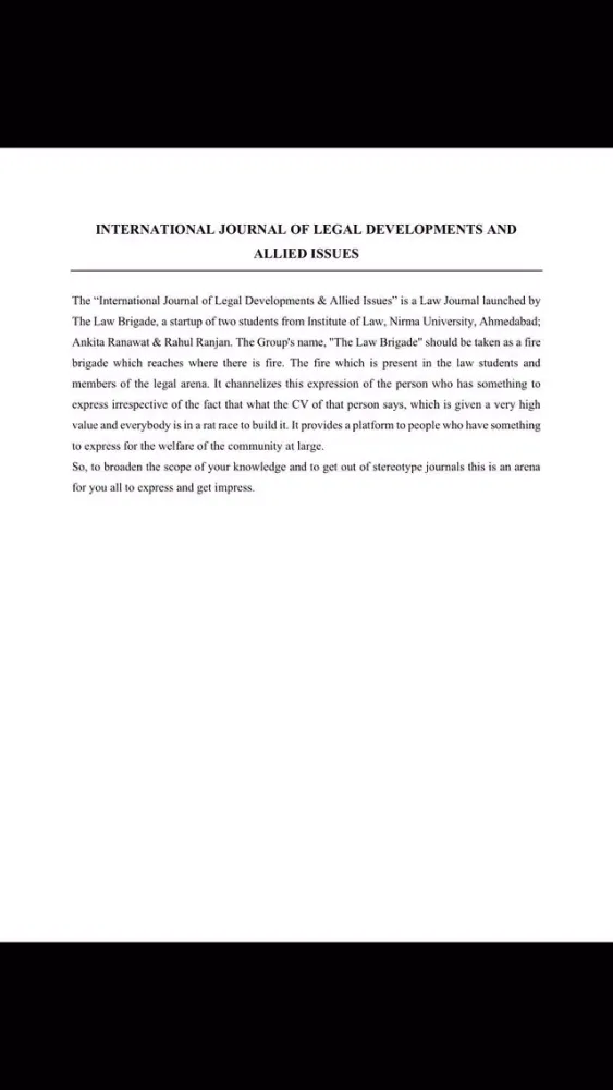 International Journal of Legal Developments And Allied Issues Screenshots