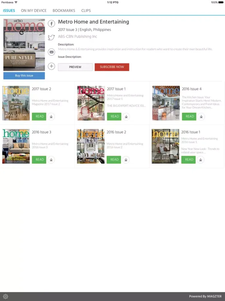 Capturas de tela do Metro Home and Entertaining iPad 