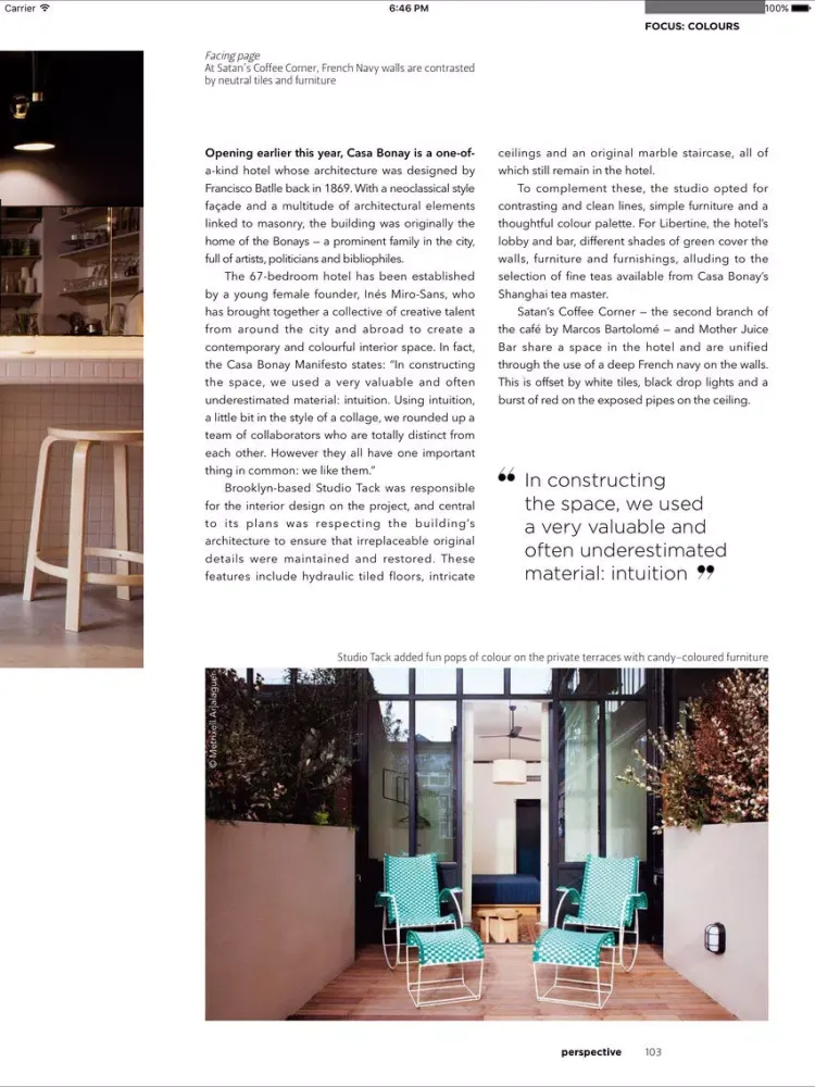 Capturas de tela do Perspective Magazine iPad 