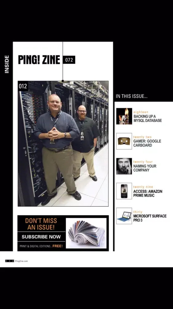 Capturas de tela do Ping! Zine Web Tech Magazine