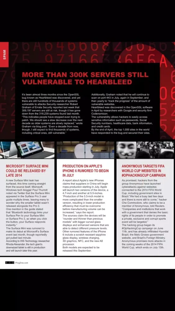 Capturas de tela do Ping! Zine Web Tech Magazine