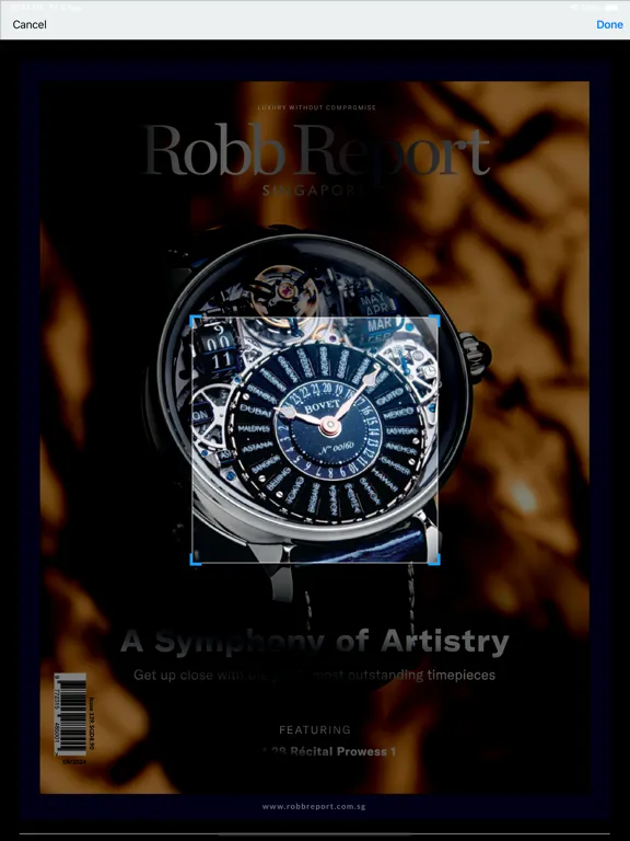 Tangkapan skrin Robb Report Singapore iPad 
