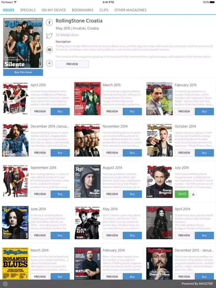 Tangkapan skrin RollingStone Croatia iPad 