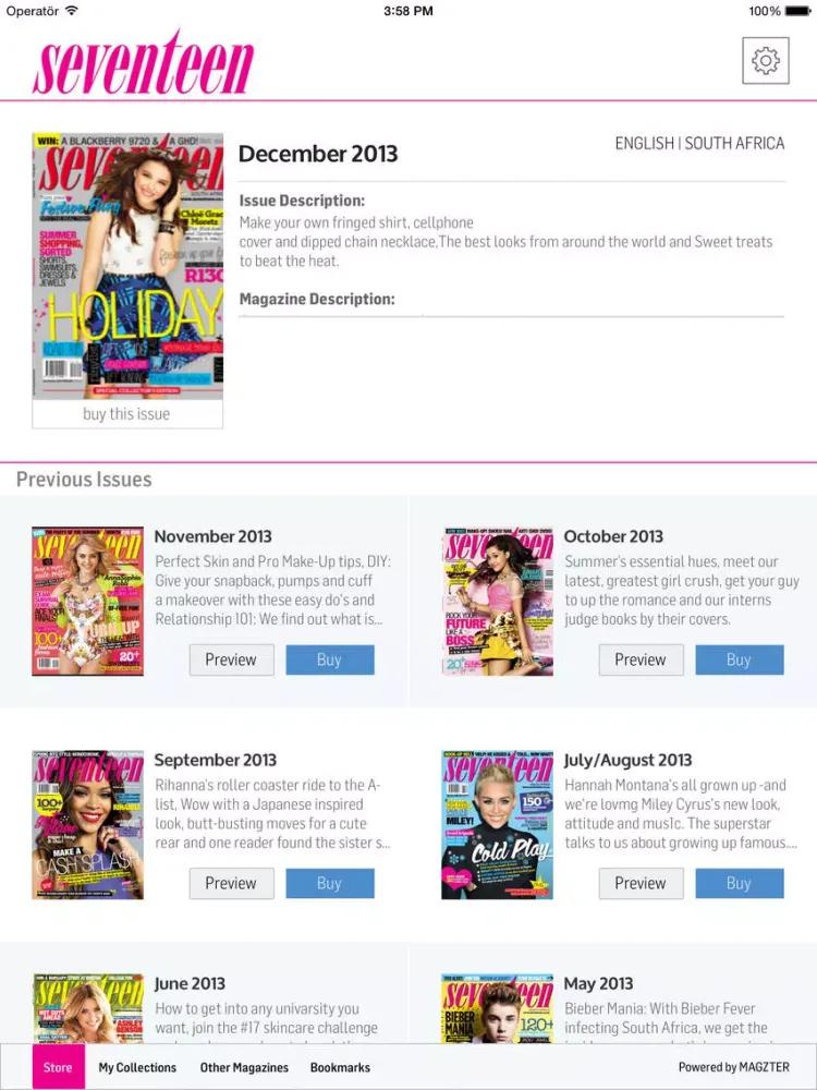 Tangkapan layar Seventeen South Africa iPad 