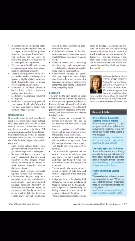 Captures d'écran de Texas Divorce Magazine
