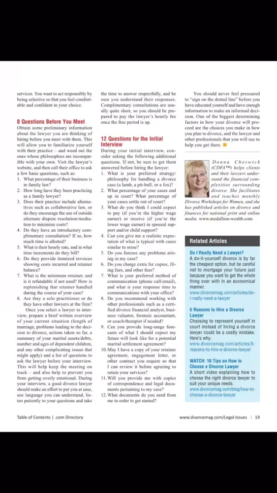Captures d'écran de Texas Divorce Magazine