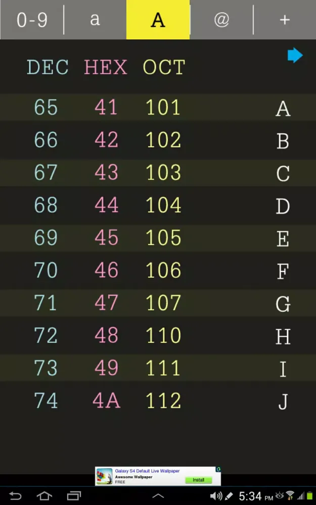 ASCII Chart سکرین شاٹس
