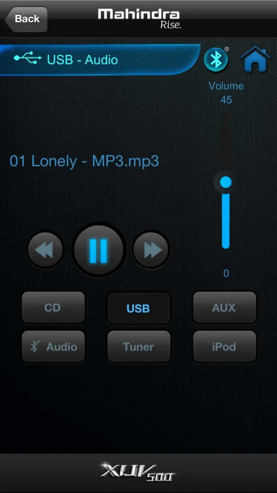 Tangkapan skrin MAHINDRA BLUE SENSE APP