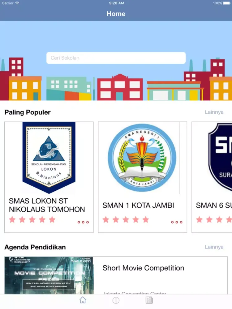 Screenshot di Direktori Sekolah iPad 