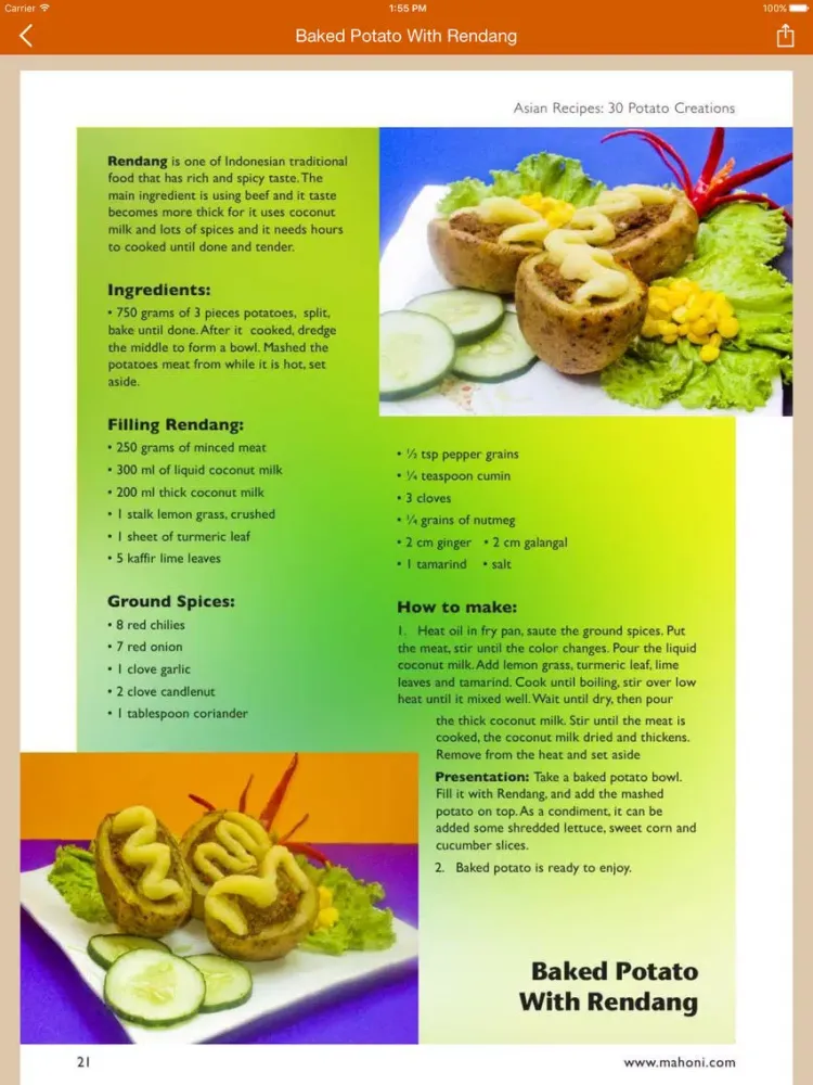 Potato Recipes Asian Creations iPad  Screenshots