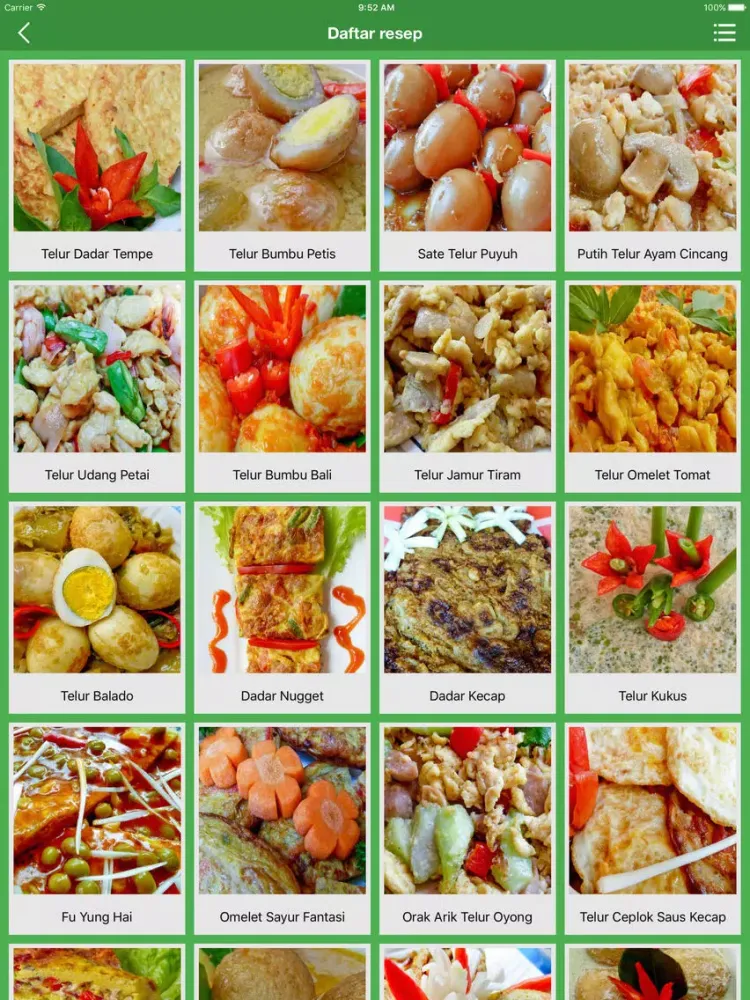 Ảnh chụp màn hình của 30 Resep Telur Favorit iPad 