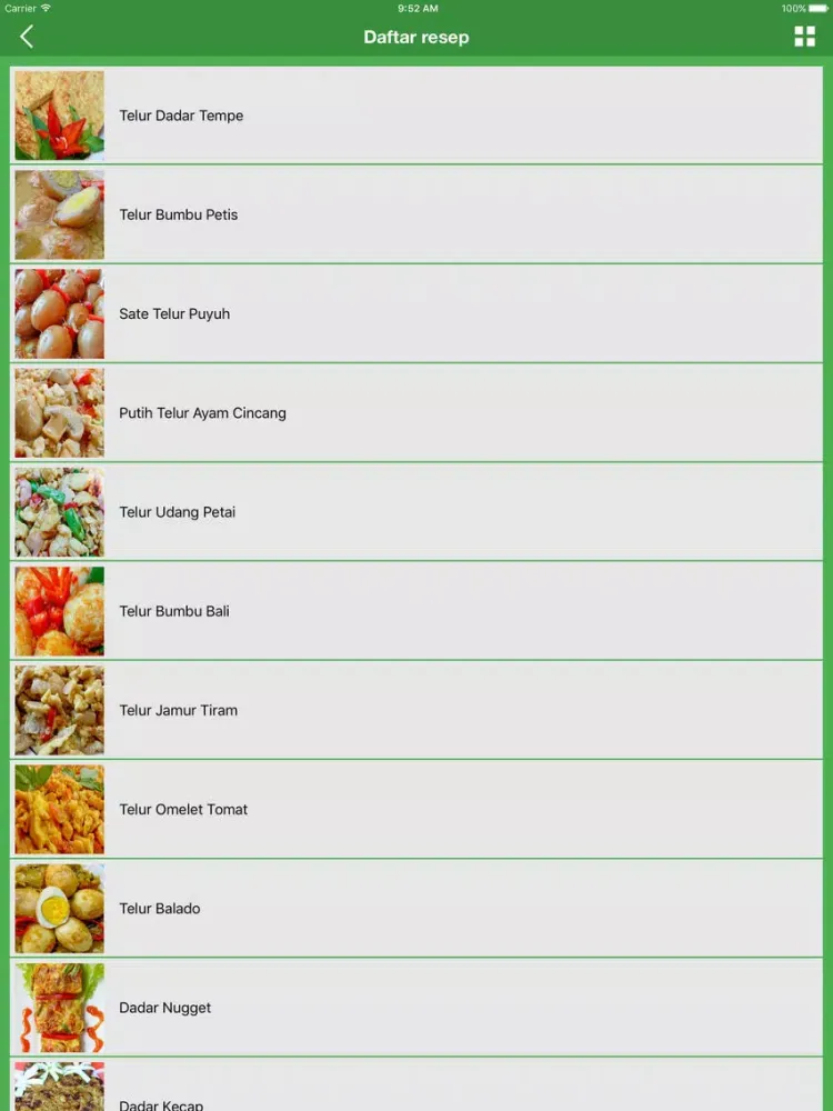 Ảnh chụp màn hình của 30 Resep Telur Favorit iPad 