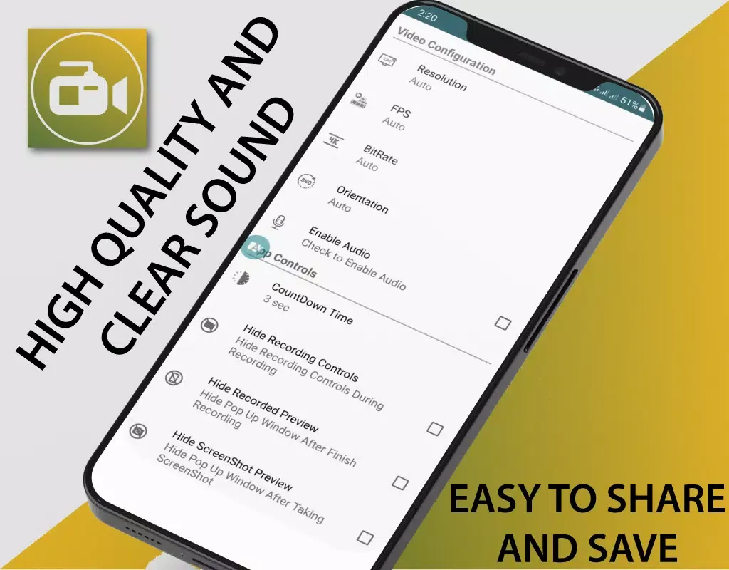 Capturas de tela do Screen recorder Video & Audio