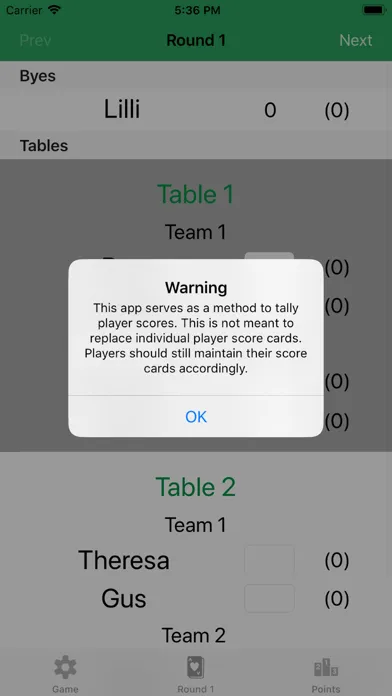 Euchre Tournament ScoreKeeper 스크린샷