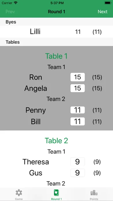 Euchre Tournament ScoreKeeper 스크린샷