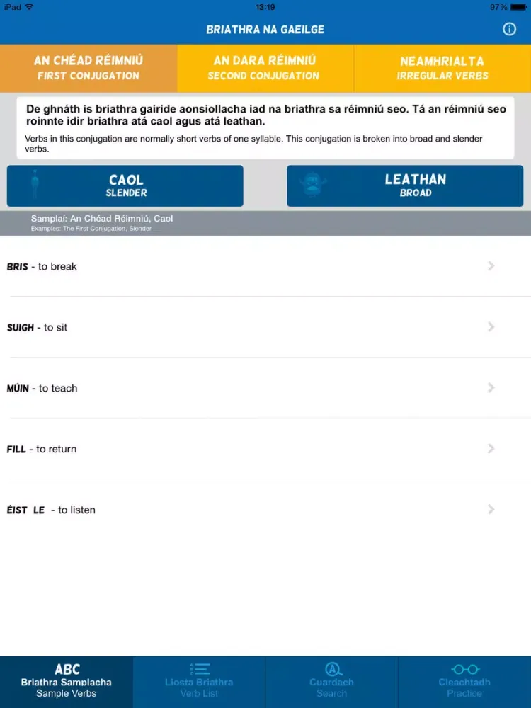 Captures d'écran de Briathra na Gaeilge iPad 