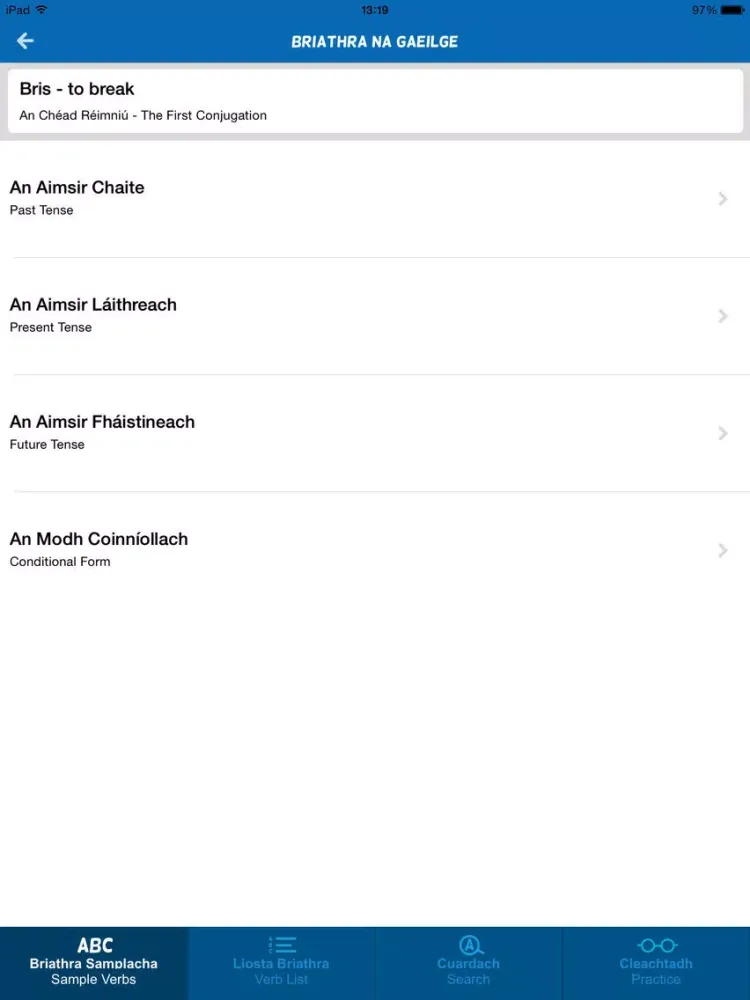 Captures d'écran de Briathra na Gaeilge iPad 