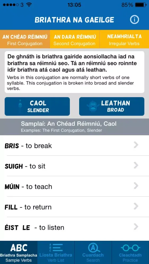 Captures d'écran de Briathra na Gaeilge