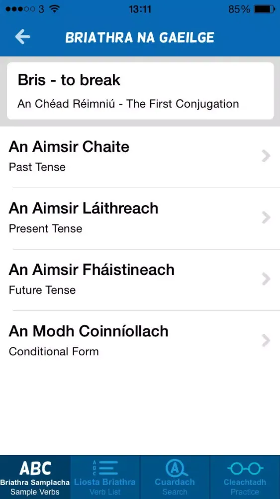 Captures d'écran de Briathra na Gaeilge