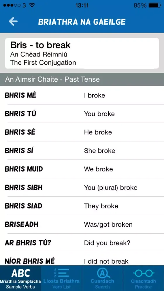 Captures d'écran de Briathra na Gaeilge