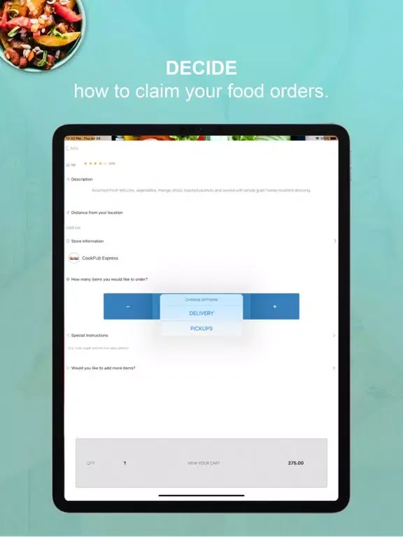 Tangkapan skrin Delivery and Pickup iPad 