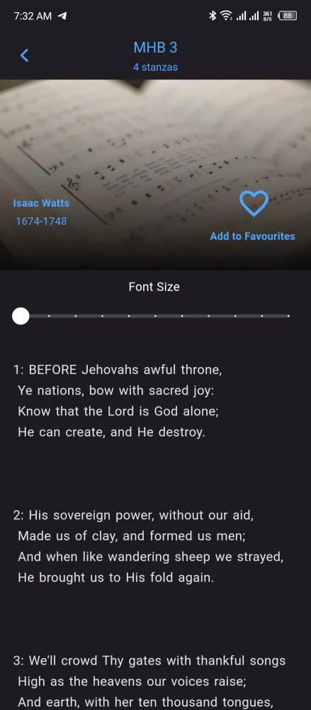 Capturas de tela do Methodist Hymn Book