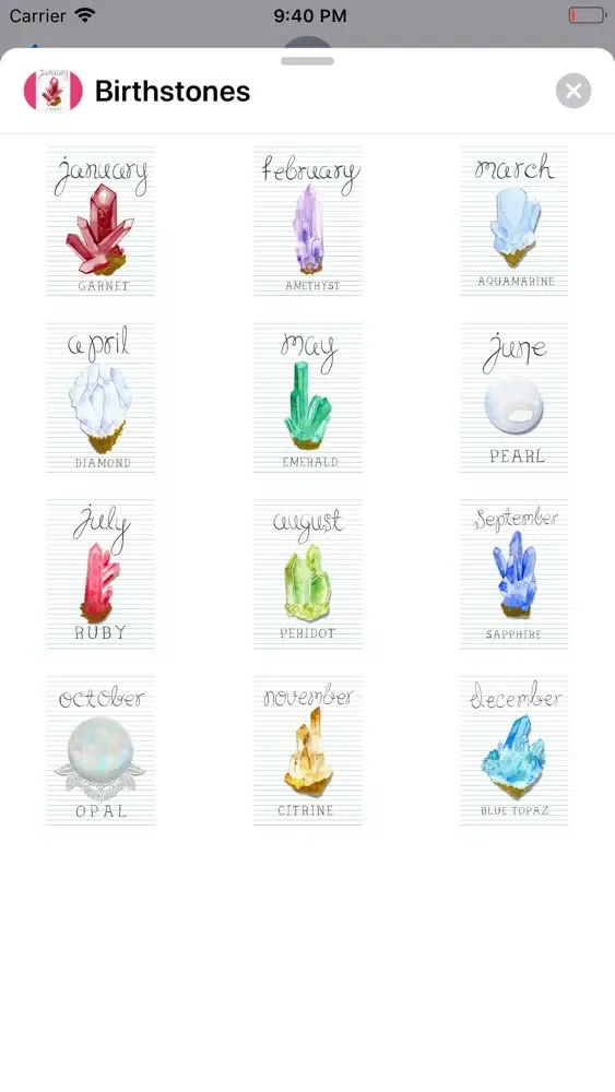 12 Birthstone Stickers स्क्रीनशॉट