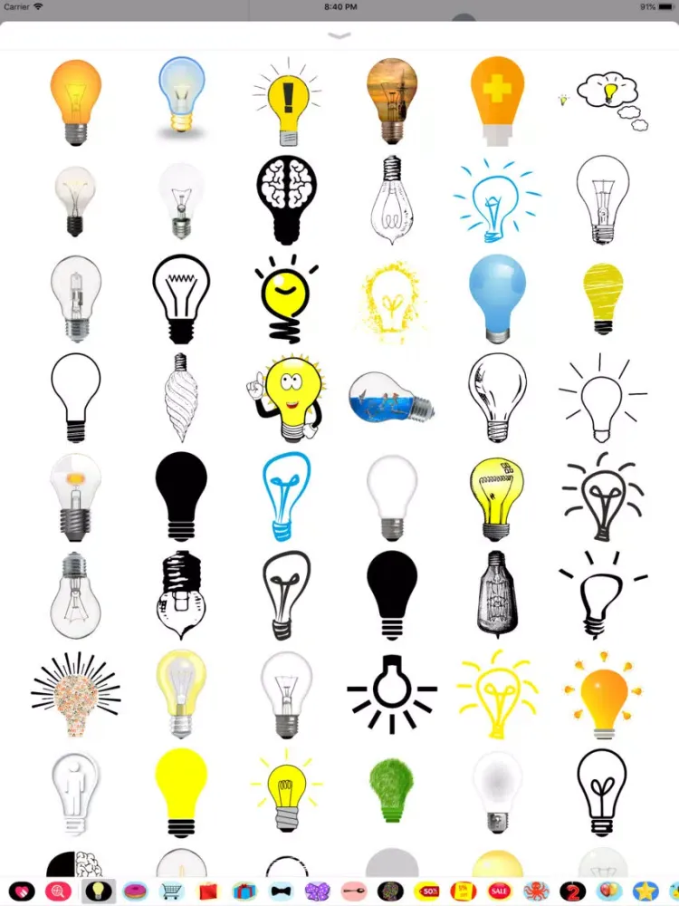 Ảnh chụp màn hình của Lightbulb Stickers iPad 