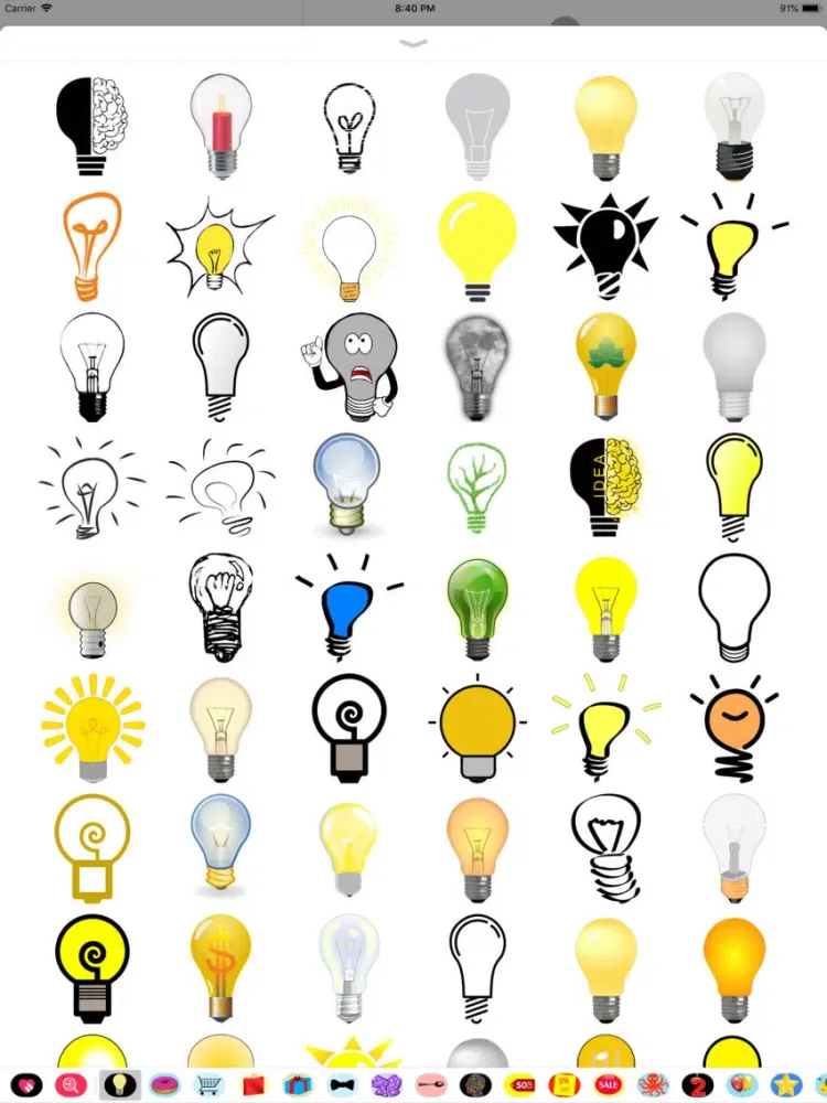 Ảnh chụp màn hình của Lightbulb Stickers iPad 