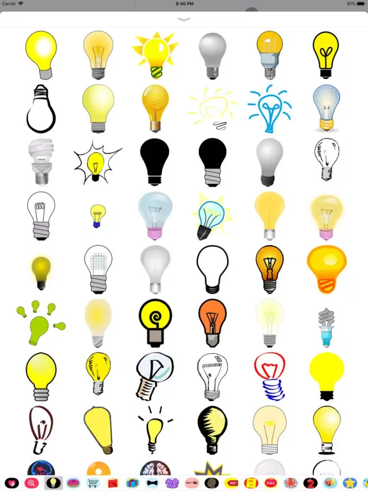 Ảnh chụp màn hình của Lightbulb Stickers iPad 