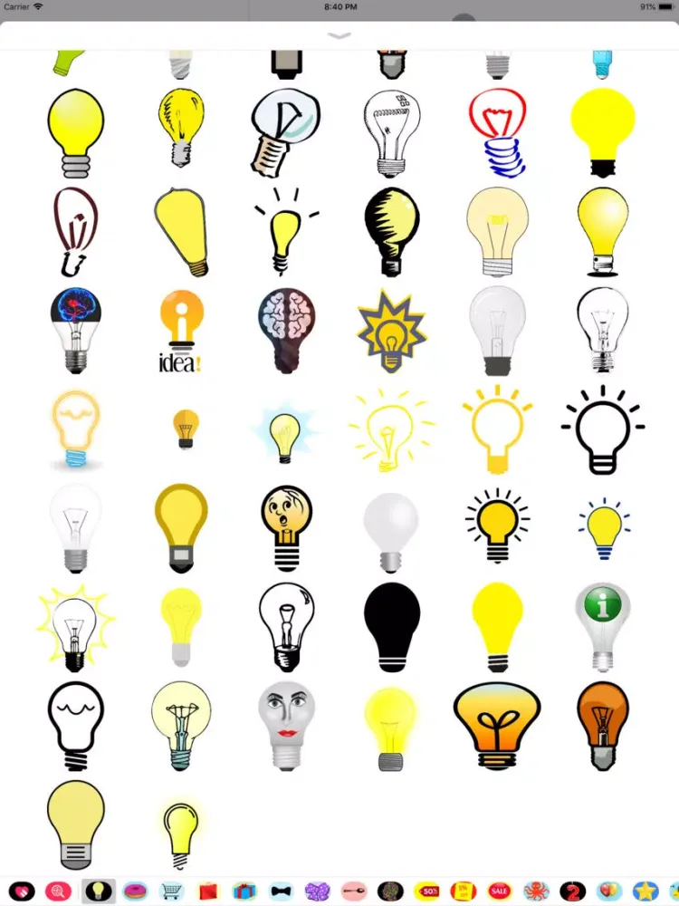 Ảnh chụp màn hình của Lightbulb Stickers iPad 