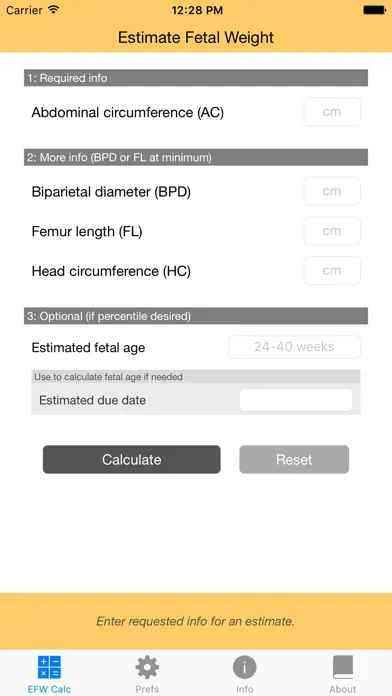 Fetal Weight Calculator - Estimate Weight and Growth Percentile スクリーンショット