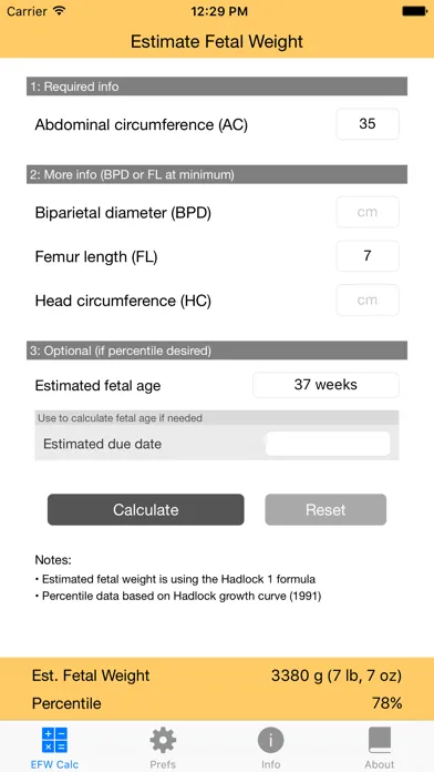 Fetal Weight Calculator - Estimate Weight and Growth Percentile スクリーンショット