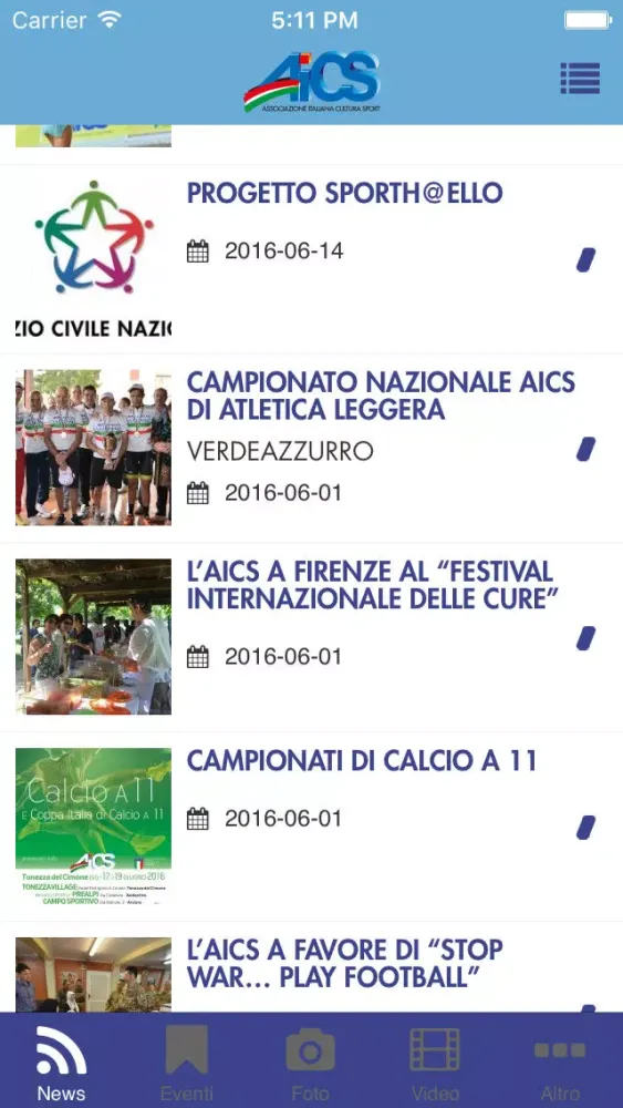 Zrzuty ekranu AICS Associazione Italiana Cultura Sport – Direzione Nazionale