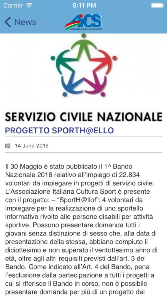 Zrzuty ekranu AICS Associazione Italiana Cultura Sport – Direzione Nazionale