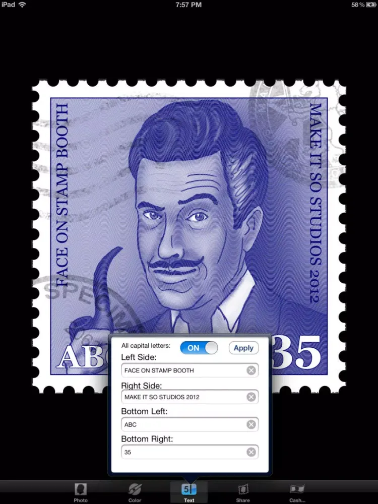 Face On Stamp Booth iPad  Screenshots