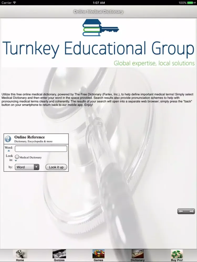 Tangkapan layar Turnkey Medical Terminology™ iPad 
