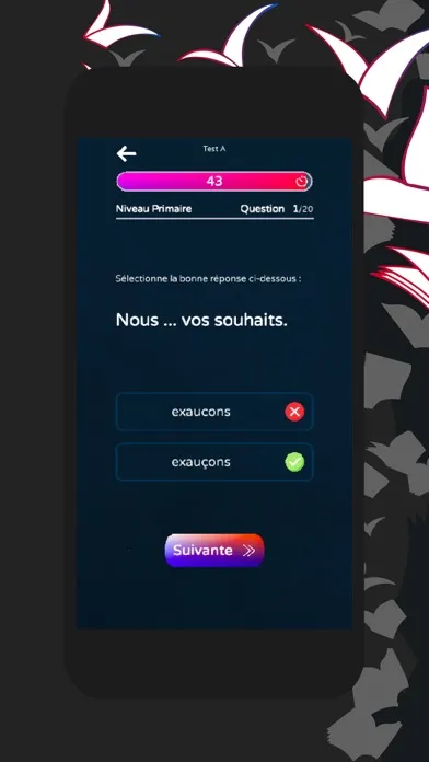 Ảnh chụp màn hình của French Conjugation Test
