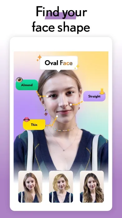 Tangkapan layar LOOX: Face Shape Test, AI Hair