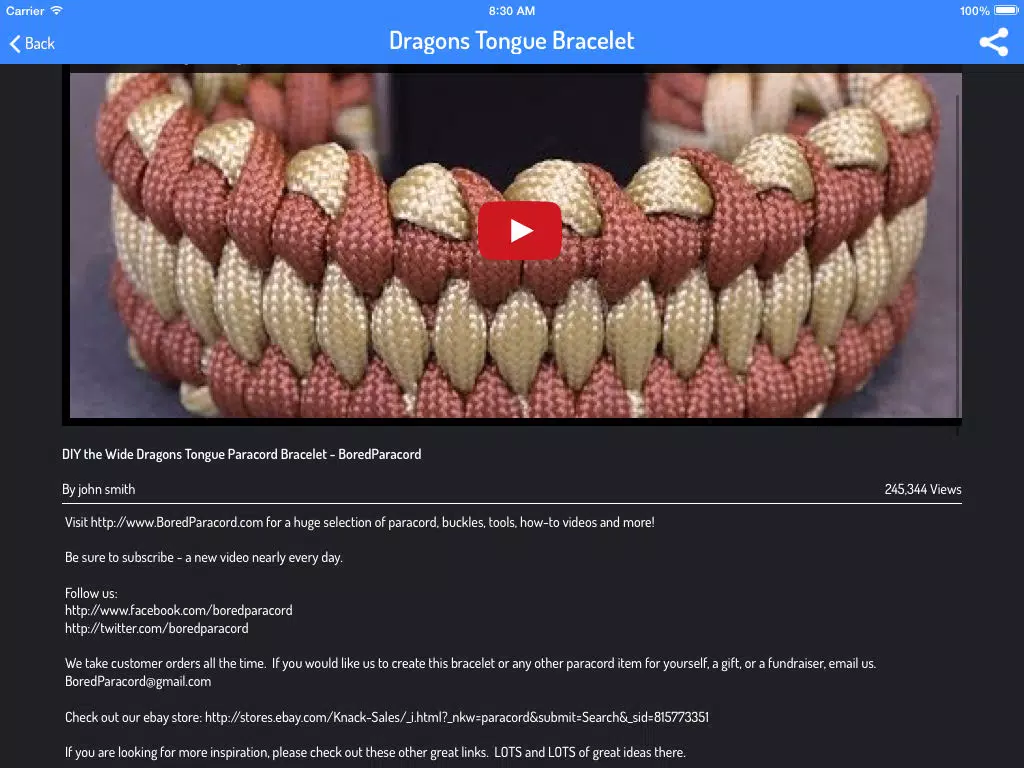ภาพหน้าจอของ Paracord Styling Guide - Complete Video Guide iPad 
