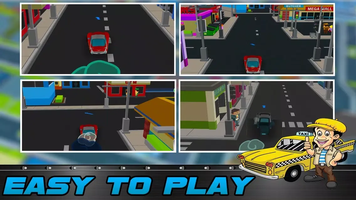 Capturas de tela do Blocky Pixel Taxi Car Racing 3D