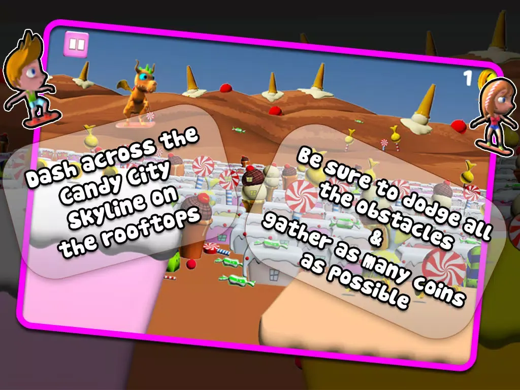 Capturas de tela do Candy City Sky Surfers - Skateboard/hoverboard-surfing run game for boys and girls: Crush your competition! iPad 