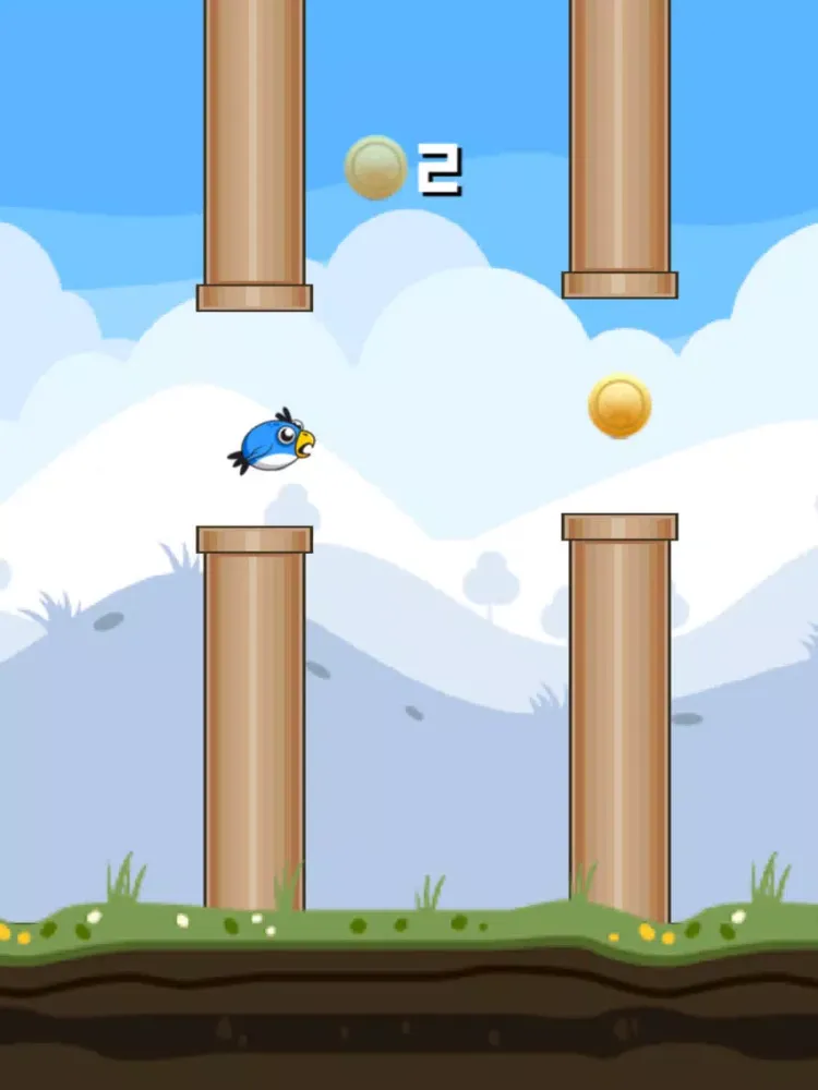 تصاویر Flappy Blue Bird Original- A clumsy Bird's impossible journey iPad 