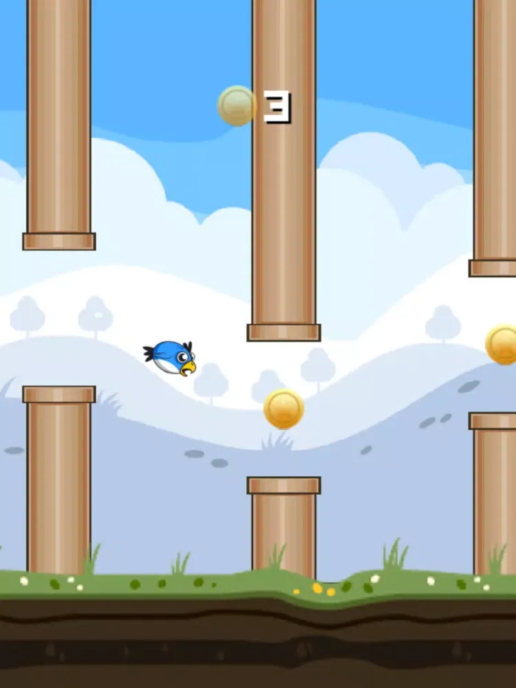 تصاویر Flappy Blue Bird Original- A clumsy Bird's impossible journey iPad 