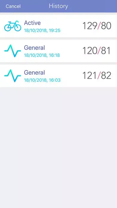 Tangkapan layar BP Blood pressure monitor app
