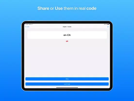 Tangkapan skrin Locale: System ISO Codes iPad 