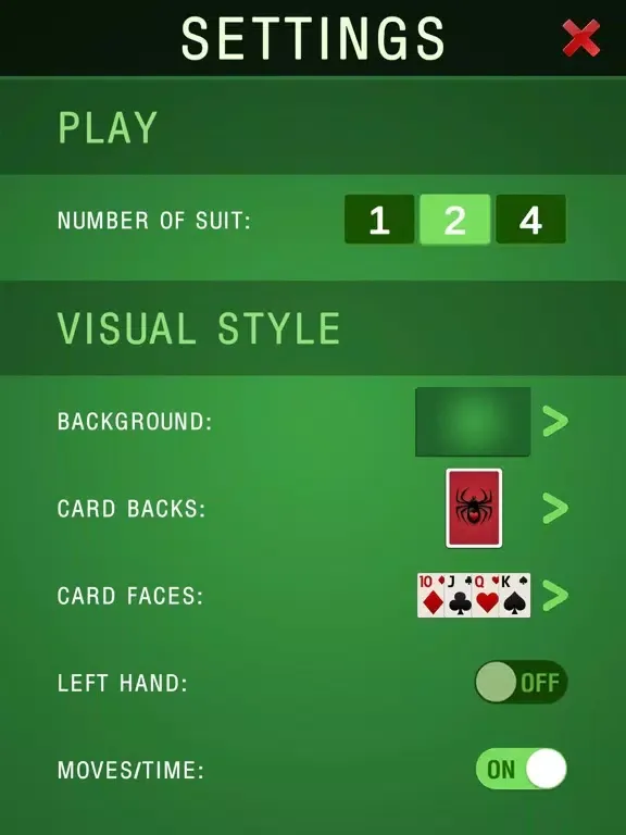 Ảnh chụp màn hình của Spider Solitaire Spider iPad 