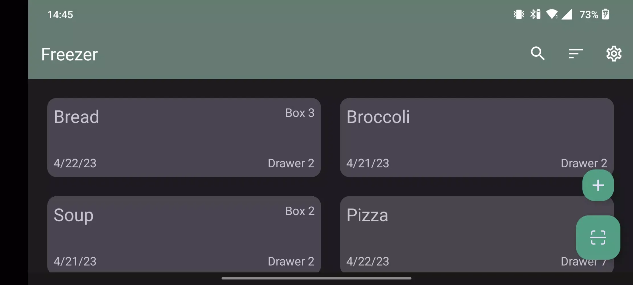 Freezer Manager Screenshots
