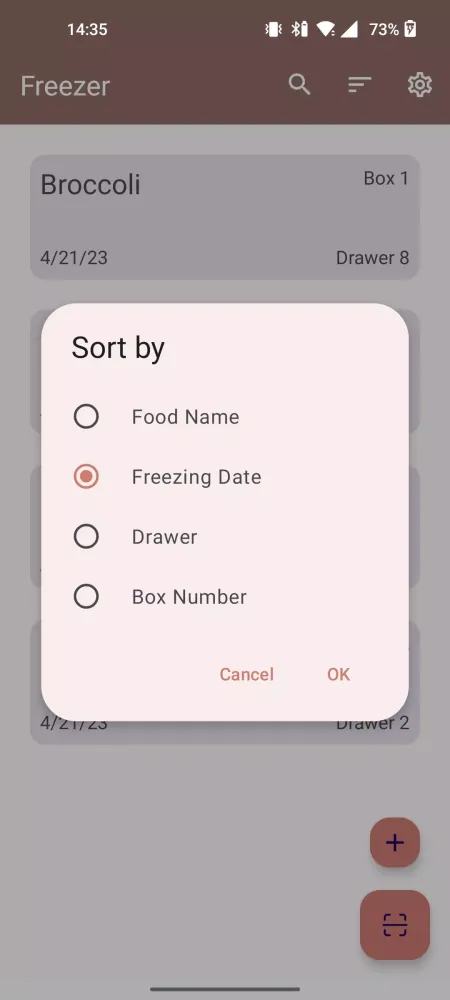 Freezer Manager Screenshots