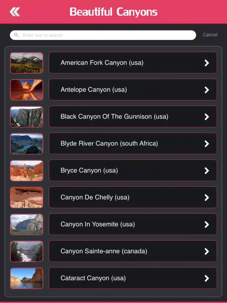 Tangkapan skrin Beautiful Canyons of The World iPad 